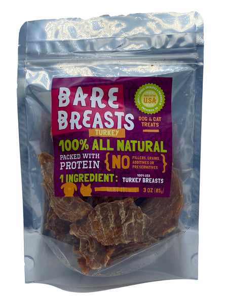 Bare Breasts - Turkey Breast Treats - 3 oz